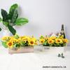Cross-border Sunflower Small Potted Plant with Wooden Fence Base for Wedding Decor & Photography Props
