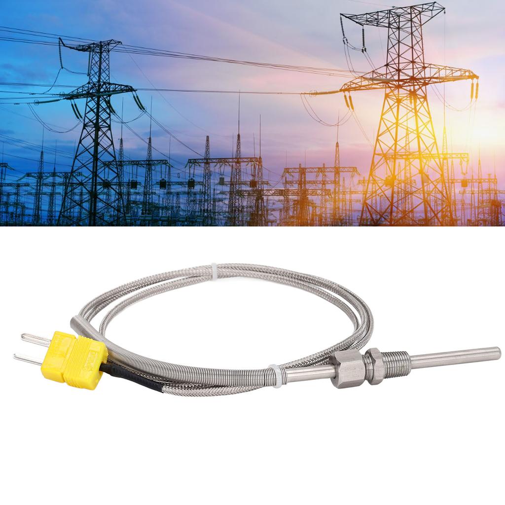 K Type Thermocouple Probe Temperature Sensor 1Celsius8in NPT Thread 80mm 1m Cable with Stainless Steel  Wire