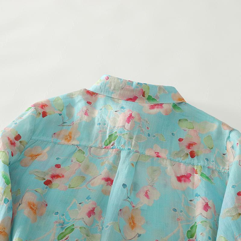 DIMANAF New Plus Size Women Floral Tops Shirts Tees Casual Loose Blouse Autumn Print Cotton Long Sleeve Button