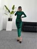 Damen Slim Fit Plissee Langarmkleid Herbst/Winter 2026, Einfarbig, Rundhals.