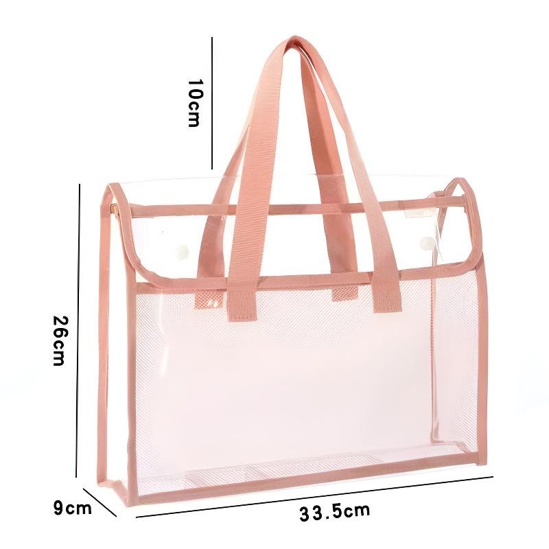 A4 Large Capacity Three-Layer File Bag with Transparent Mesh