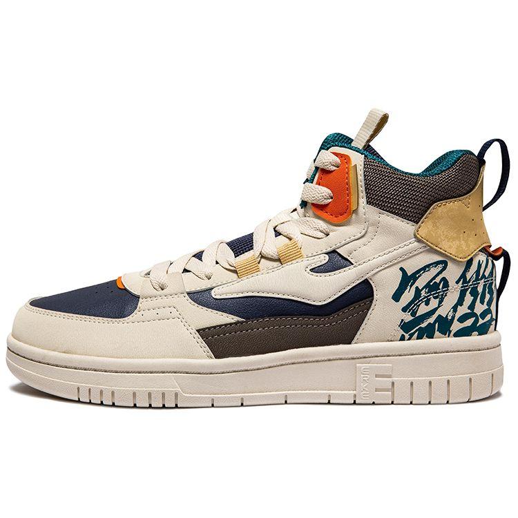 Erke Dual Master Casual Trend High-Top Skate Shoes Men sneakers Beige Blue 11122301233-403