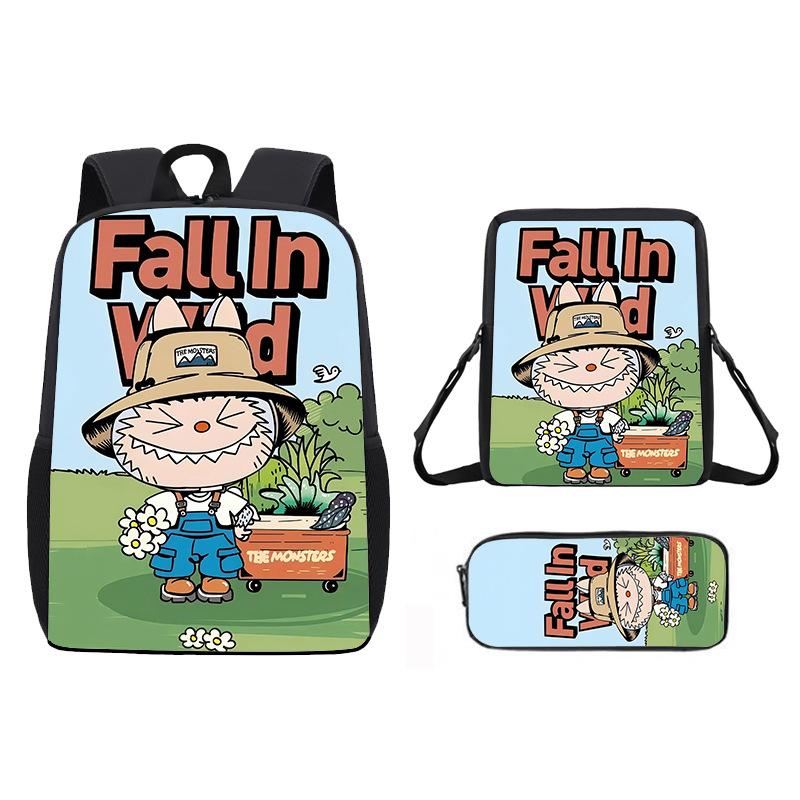 School Bag New Printing Three-piece Set Cartoon Rabbit Student Backpack Satchel Pencil Case Boys and Girls