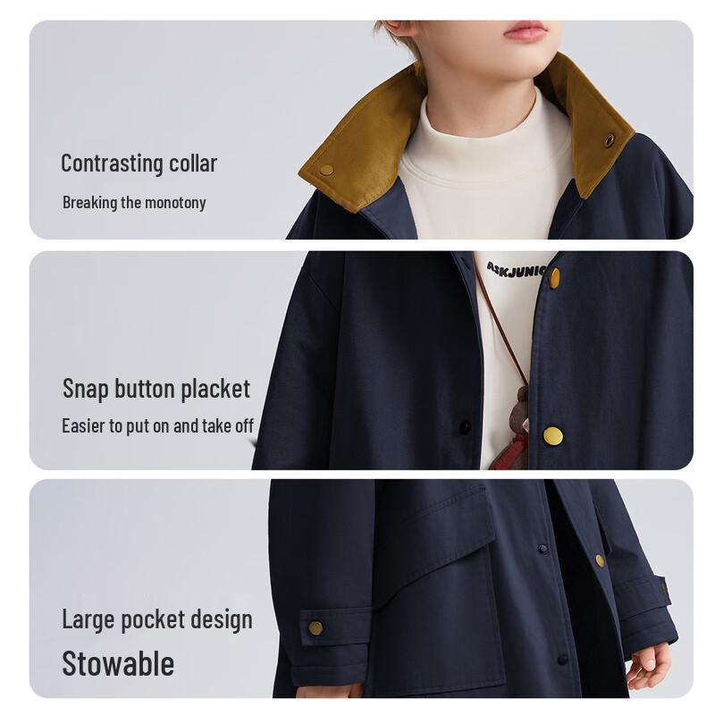 ASK JUNIOR Boys' Autumn Lapel Windbreaker