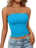 Top a tubino senza maniche da donna, senza spalline, Streetwear, tinta unita, Bustier, vestibilità aderente, elasticizzato, estivo, casual, da indossare tutti i giorni, Canottiera