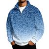 Men's Casual 1/4 Zip Stand Collar Sweatshirt with Leopard Print for Everyday Wear