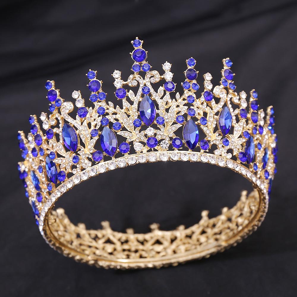 New Bridal Tiara Crystal Crown, European Style Alloy Inlaid with Rhinestones, Birthday and Wedding Round Crown