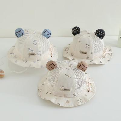 Babyhut Frühling und Herbst Dünner Baby Junge Cartoon Sonnenhut Baby Tochter Sommer Sonnenschutzhut Verstellbarer Fischerhut