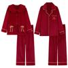 Fleece Thickened Flannel Red Pajamas Wedding Couple Suit Autumn And Winter Coral Fleece Men'S And Women'S Loungewear