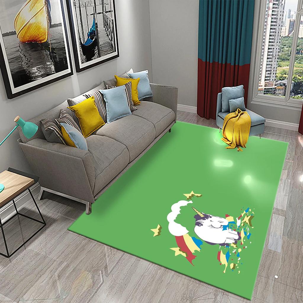 Lovely Cartoon Rainbow Unicorn Carpet Kids Bedroom Decor Rugs Baby Play Crawling Mat Living Room Bathroom Entrance Non-slip Rugs