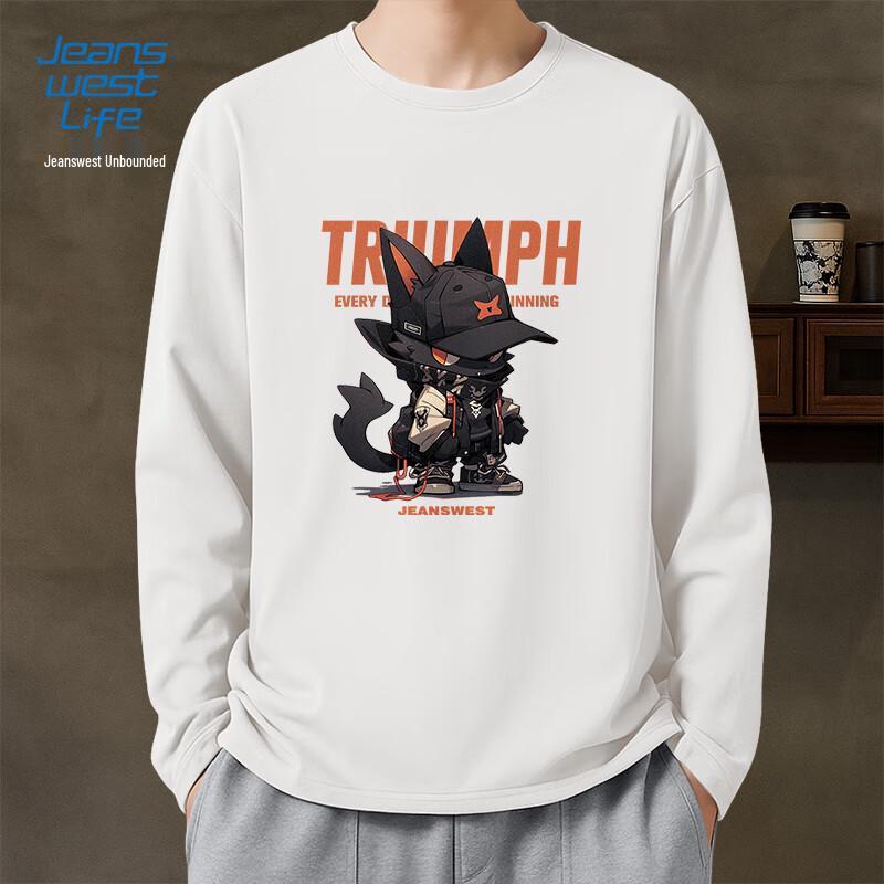 JEANSWEST LIFE Men's Retro Cotton Long Sleeve T-Shirt