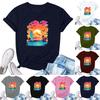 Dam Mode Tryckt Casual Plisserad Rund Kortärmad T-shirt Topp
