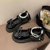 Fashion “Lolita - Style” Patent - Leather Mary Janes, Bow & Pearl - Decorated Chunky Heels, Perfect for Daily & JK Outfits