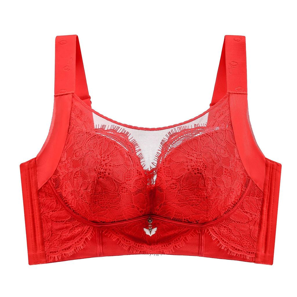 Mesh Brushed Breast Hair Lace Plus Size Bra U-shaped Beautiful Back Without Steel Ring Adjustable Bra
