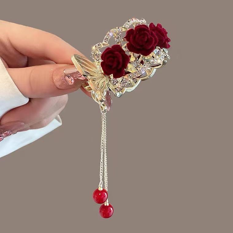 Vintage Pearl High Ponytail Clip - Anti-Sag Geometric Hairpin Holder