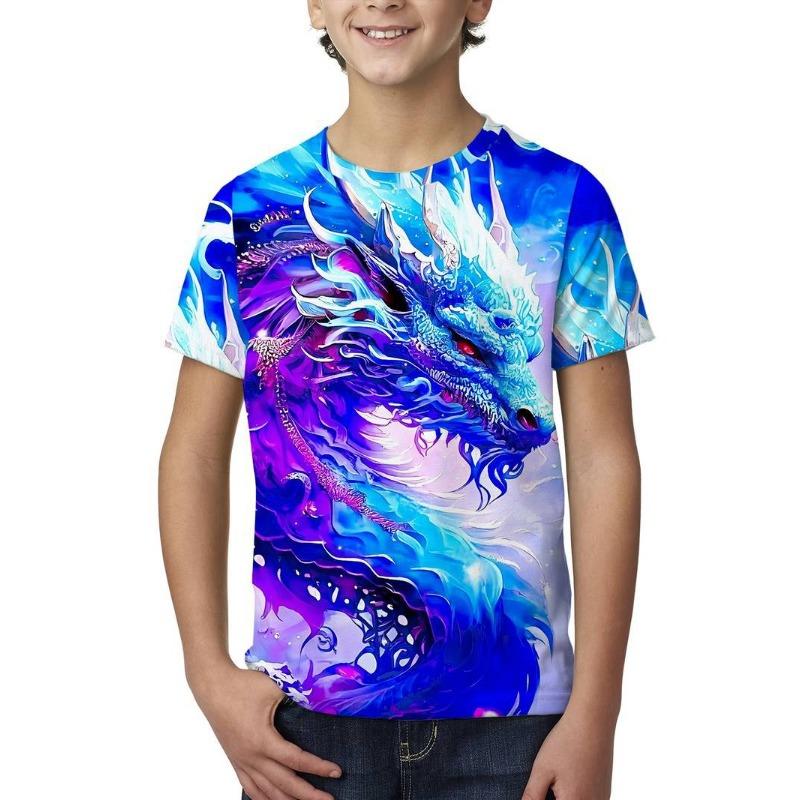Kids T-Shirts Cool Dragon Series 3D Digital Printed T-shirt Summer Children's Short Sleeve Tee Shirt