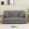 Solid Color Elastic Sofa Cover With Skirt Home Decor Non-slip Slipcover Furniture Couch Protector Cover
