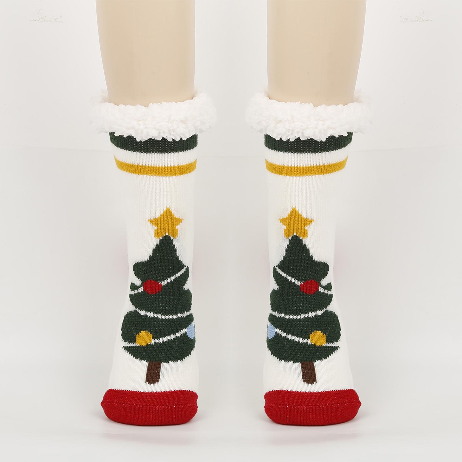 

Женские рождественские носки, носки для пола, зимние ботинки, утолщенные флисовые домашние носки для сна, носки-чехлы для ковра One Size белый