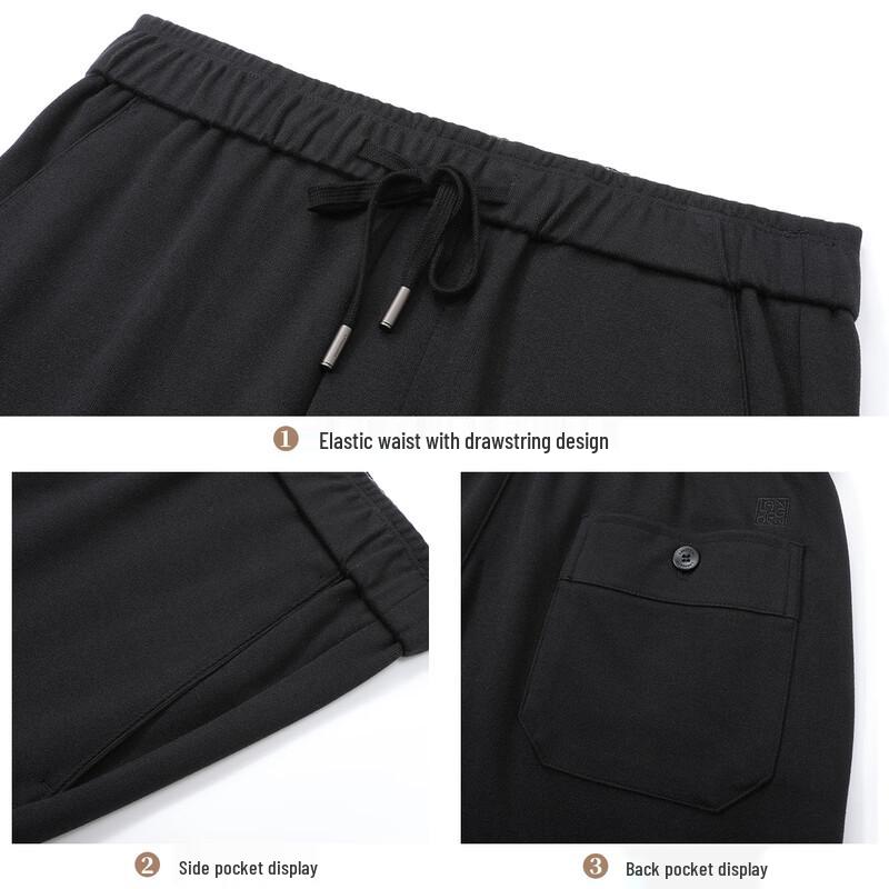 Langdeng Men's High-Elastic Straight-Leg Casual Wool Blend Pants