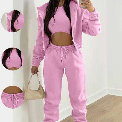 Clothes Women's Fashionable Sports Suit Casual All-matching Velvet Hooded Three-piece Set