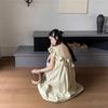 Sweet age-reducing backless strap bow flying sleeve dress summer new meat-covering and thin a-word long skirt