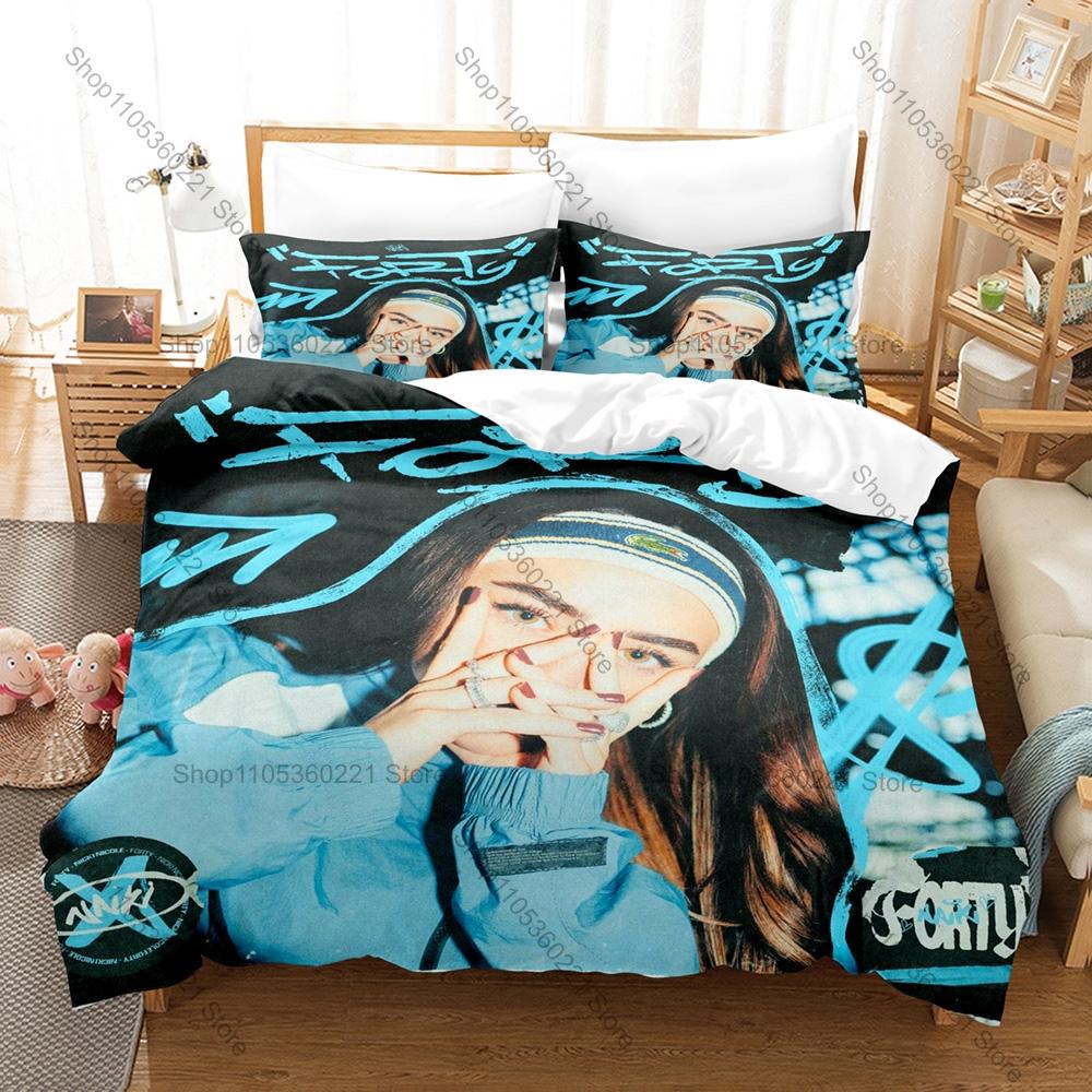 Latin Trap Style Duvet Cover + 2 Pillowcases, Nicki Nicole Printed Bedding Set Soft Material Bedroom Ornament & Holiday Birthday