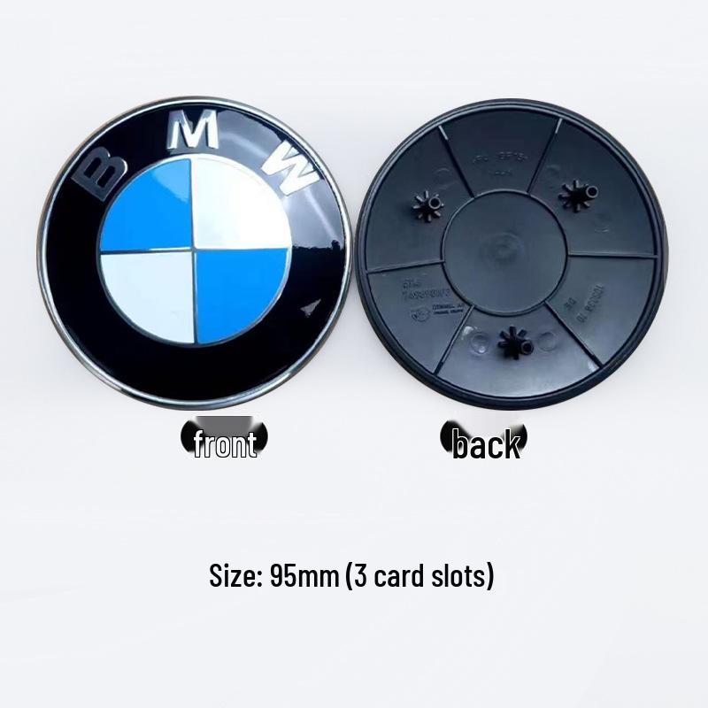 BMW Anniversary Edition Front & Rear Emblems: 82mm Rear in Blue & White, 74mm Front with Black Background.
