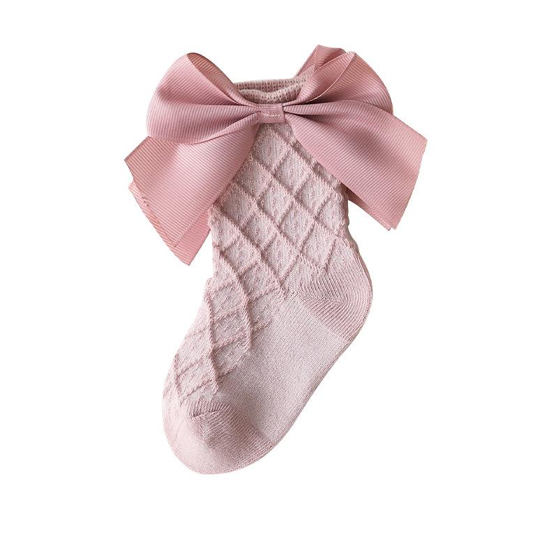 0-3Years Baby Girl Socks Spring Summer Toddler Bow Cotton Mesh Lace Baby Knee Socks Middle Tube Infant Baby Princess Long Socks