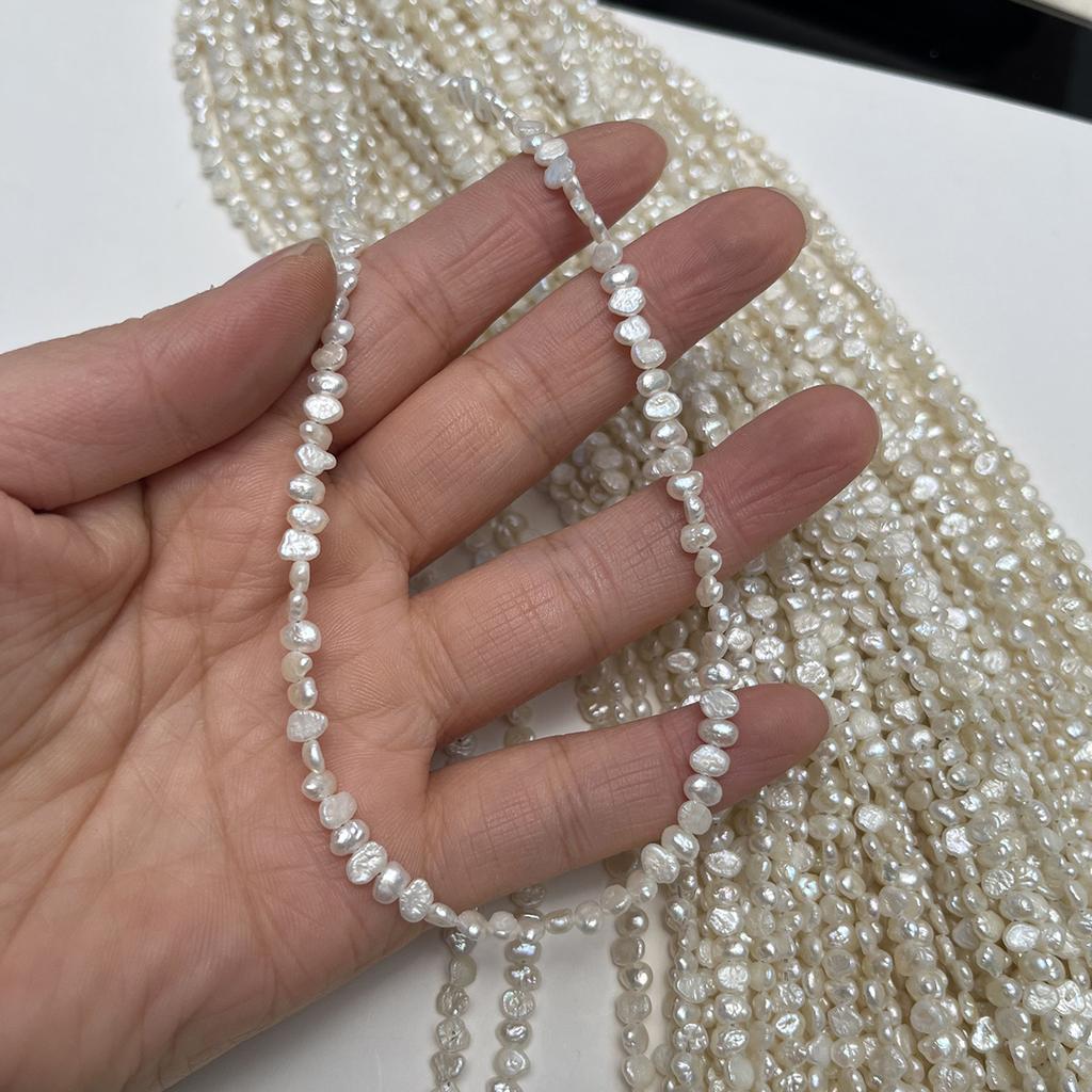 1String, White Natural Freshwater Pearls, Handmade Nugget Pearl Pearl Beads for Jewelry Making DIY Crafts (Beads 3-5mm, Length 36cm)