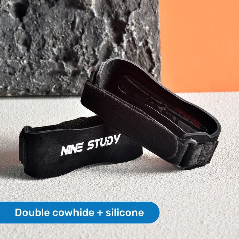 Upgrades Patella Knee Strap Double Layer Cowhide Adjustable Patella Tendon Support Strap with Silicone Pad for Men Women