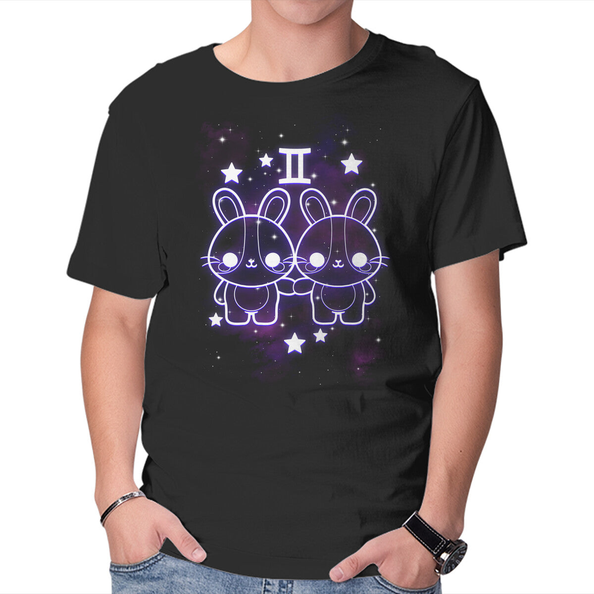 Unisex Crew Neck T-Shirt Cute Gemini Graphic Short Sleeve Casual Tee XXXXL