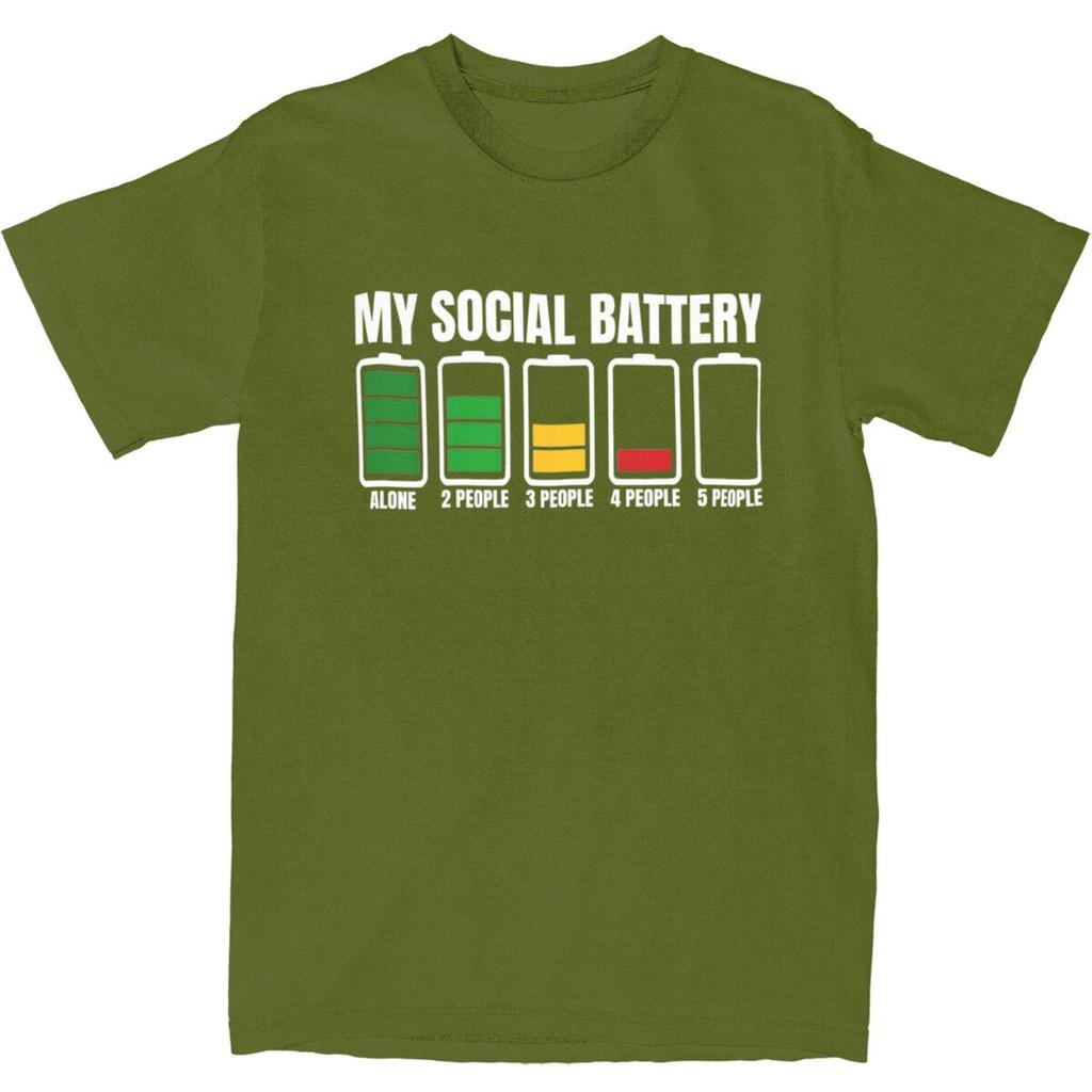 My Social Battery TShirt Summer Funny Introverted Memes T Shirts Cotton Harajuku Tee Shirt For Adult ShortSleeved Casual Tops
