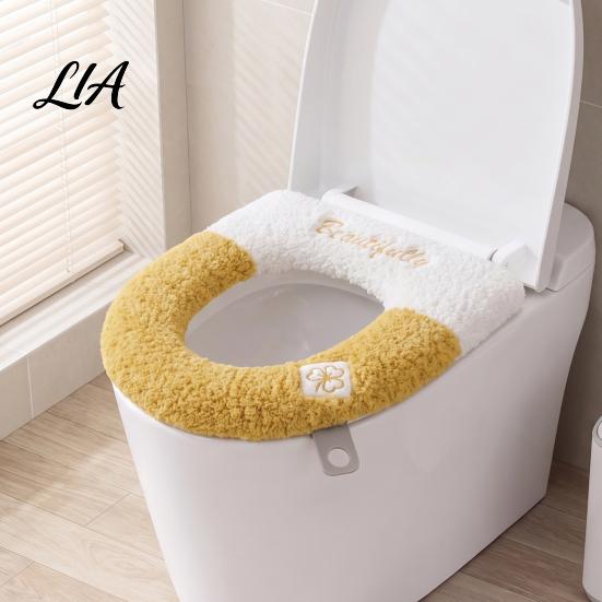 Zippered Bathroom Seat Pad Soft Plush Toilet Cover, Cartoon Warmer with Zipper Closure, Thickened Non Slip Lid Cover Cushion for Winter, Washable