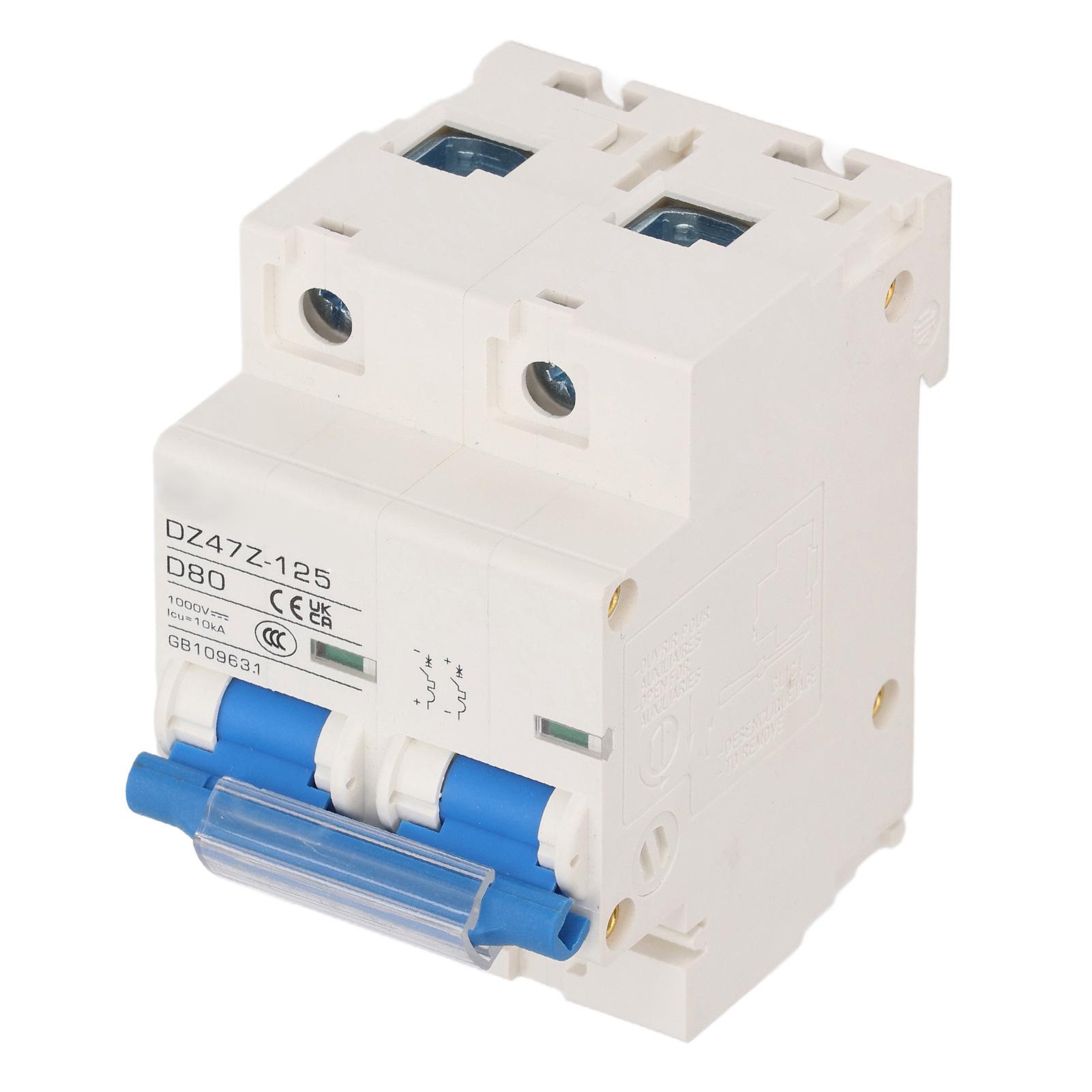 

2P Mini Circuit Breaker 10KA Breaking Capacity Solar PV System Small Circuit Breaker 80A DC1000V Blue Switch синій