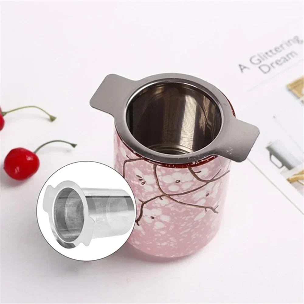 Stainless Steel Tea Infuser with Lid Double Handle Fine Mesh Filter Hanging Cup Leak Proof Strainer for Loose Leaf Tea Coffee