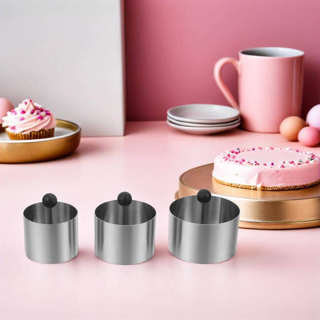 3 Sets Runde Edelstahl-Kuchenringe Backen Mousse-Kuchenformen für Professionelle Dessertpräsentation Gebäck Backform