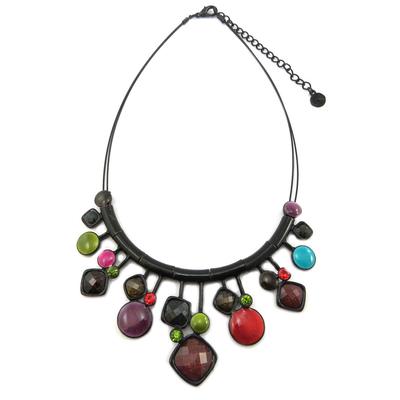 [P8427] - Designer Necklace 'Acapulco' Black Multicolored - 8 Cm