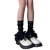 Women Lace Leg Warmers Cute Bows Layered Ruffle Boot Cover Cuffs Lolita Gothic  Aesthetic Clothing Accessories
