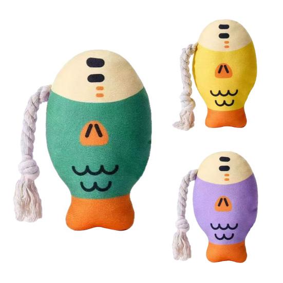 Dog Plush Fish Toy Squeaky Interactive Dog Chew Toy Stuffed Fish Teeth Cleaning Toy for Puppies Teething Anxiety Relief