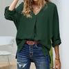 2023 Plus Size Women's Loose V-Neck Long Sleeve Shirt JR921