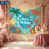 Multicolor Gifts Beach Birthday Party Backdrop, Polyester Banner for Photo Background & Decor