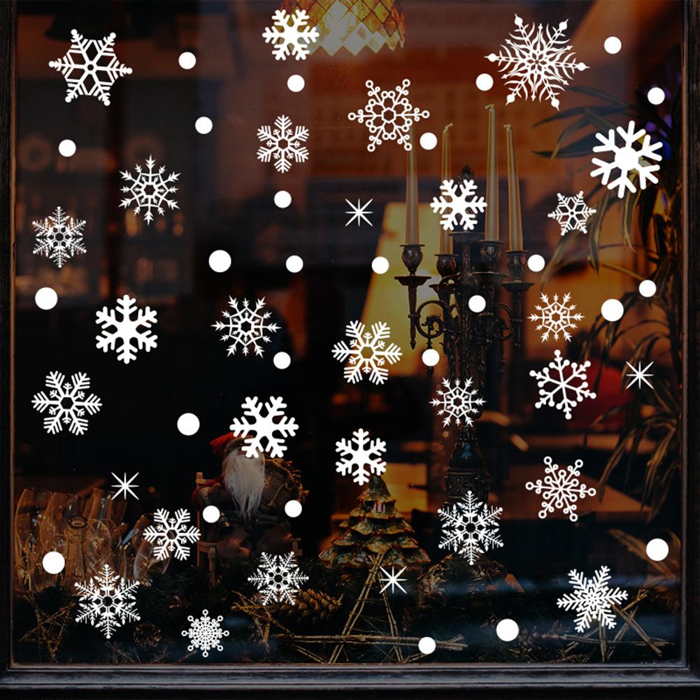 155pcs/9sheets Christmas Snowflake Window Decal Stickers Christmas Window Decorations Ornaments