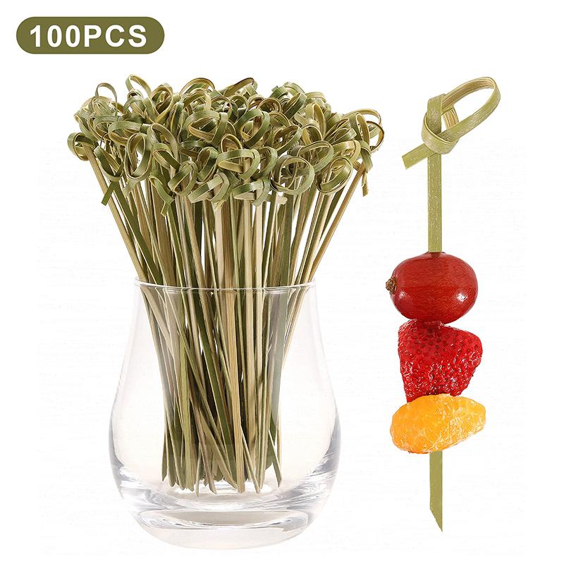 100Pcs Food-Safe Disposable Bamboo Skewers Multipurpose Barbecue, Cocktail, and Appetizer Picks for Home and Event Use
