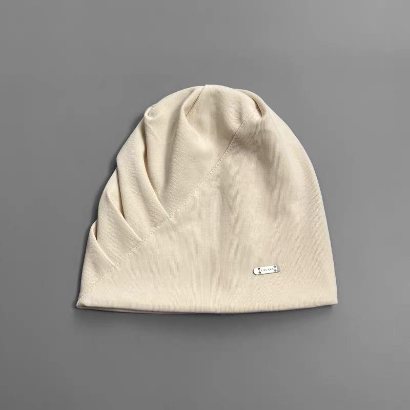 Black pile hat female spring and summer face small bag head hat big head circumference loose hat windproof confinement hat