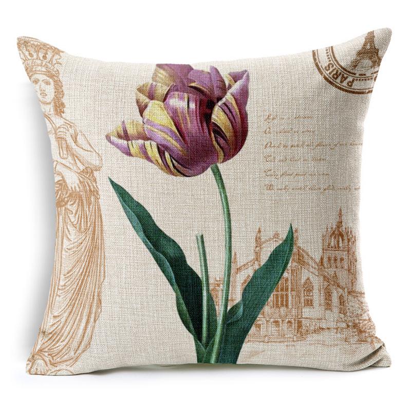 Retro Colorful Flowers Pillows Floral Pillowcase For Home Decorative Decoration Sofa Pillowcase