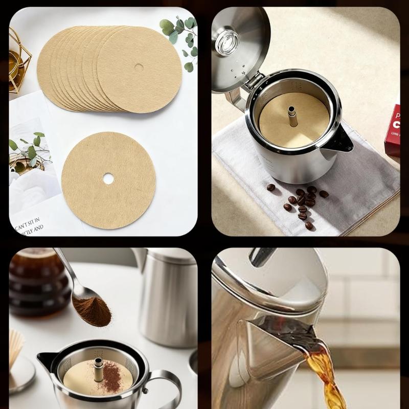 3.75Inch Round Coffee Filter Paper for Percolators Disposable Natural Unbleached Coffee Filters Disc Home Office Use