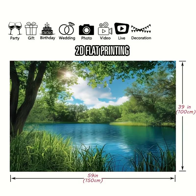 Peaceful Woodland Pond Banner, Outdoor Nature & Zen Wall Decor