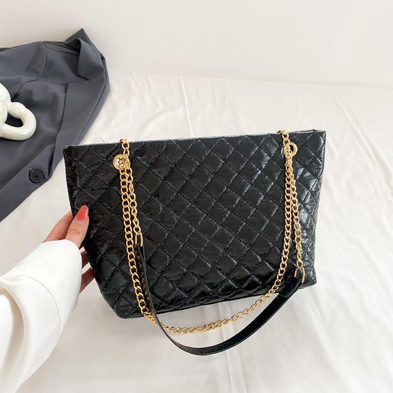Borsa Tote Elegante a Colore Solido di Grande Capacità con Raffinato Design Trapuntato per l'Uso Quotidiano