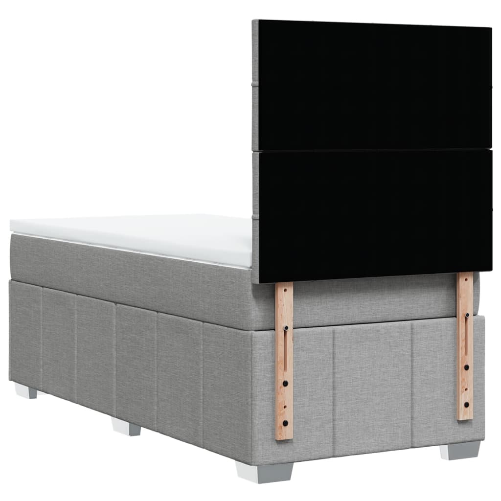 Box Spring Bed with Mattress Light Grey 90x200 cm Fabric