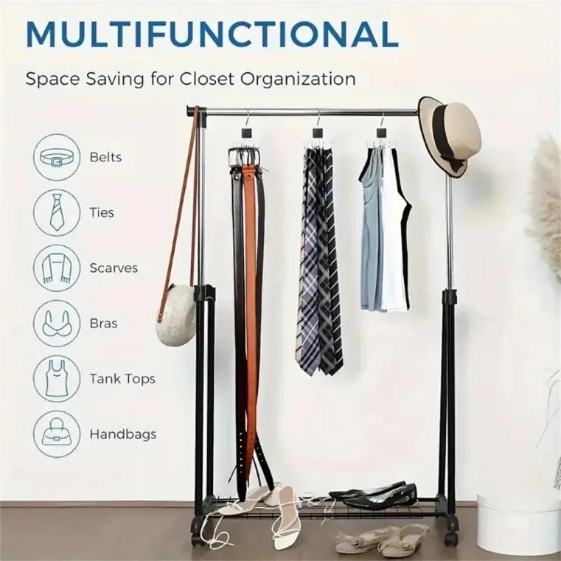 360° Rotating Storage Hanger Hook Multi-Claw Bag Metal Belts Rack Wooden Organizer For Bras Ties Scarves Household Closet
